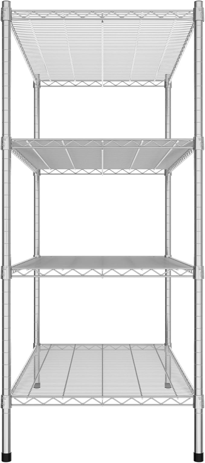 Commercial NSF Listed Chrome Stationary Wire Shelving Kit 24" x 48" x 54", with 4 Shelves Perfect for Warehouse, Walk-in Refrigerator, Freezer, Grocery Store, Restaurant, Dishroom