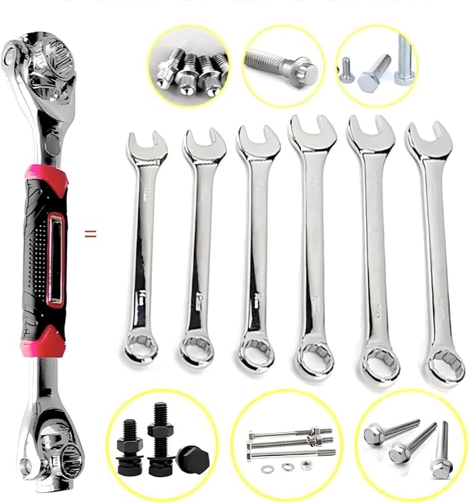 Universal Socket Wrench 48 in 1 Wrench Multifunction Wrench Tool with 360 Degree Rotating Head, Spanner Tool for Home and Car Repair