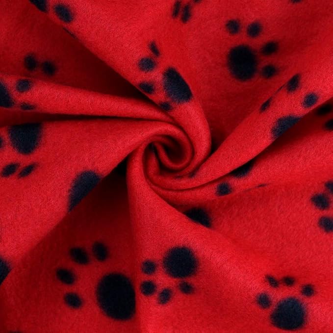 Comsmart Dog Blankets for Small Dogs, 6 Pack Puppy Blanket Cute Paw Print Pet Blanket for Dog, Puppy, Cat, Kitten, 39x35 inches, Red