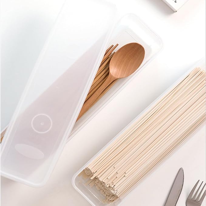 2pcs Noodles Box Storage Container with Lid Food Storage Bin for Refrigerator and Kitchen Airtight Plastic Organizer for Dry Goods and Tableware Preservation