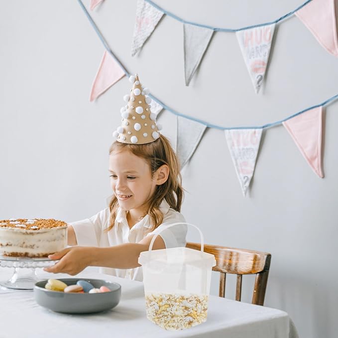 Baluue 10pcs Milk Tea Night Supplies Bucket with Lid Food Storage Container Clear Food Bucket Fruit Yogurt Snacks Clear Popcorn Cookie