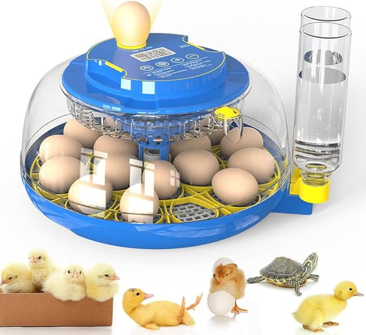 18 Egg Digital Incubator Automatic Egg Turner, Humidity Control & LED Candler for Hatching Chicken, Duck, Quail & More with Auto Water Refill (18 Eggs)