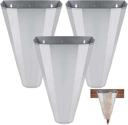 Medium Size Chicken Cone, Galvanized Steel Poultry Restraining Cone for Chicken, Broilers, Roasters, Turkeys Up to 8 Pounds, Flat-Back Poultry Killing Cone, Easy to Clean (3 Pack)