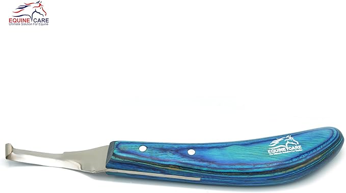 Equine Care Right-Handed Hoof Knife – Double-Ended Farrier Hoof Trimmer with Ultra-Sharp J2 Stainless Steel Blade, Ergonomic Handle – Professional Farrier Tool for Horses, Cows & Farm Livestock
