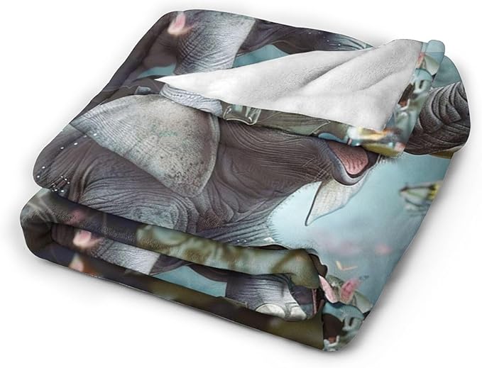 Cute Elephant Blanket, Soft Plush Fleece Animal Throw Blanket - Cozy Warm Stuffed Blankets Bedding Elephant Gifts for Women Girls Kids Adults 40"X50"