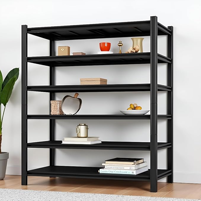 Storage Shelving Unit Adjustable Heavy Duty Garage Shelves 6-Tier Metal Organizer Utility Rack for Kitchen Pantry Basement Pantry Warehouse Laundry Black 83" H x 54.8" W x 23.2" D 3600LBS