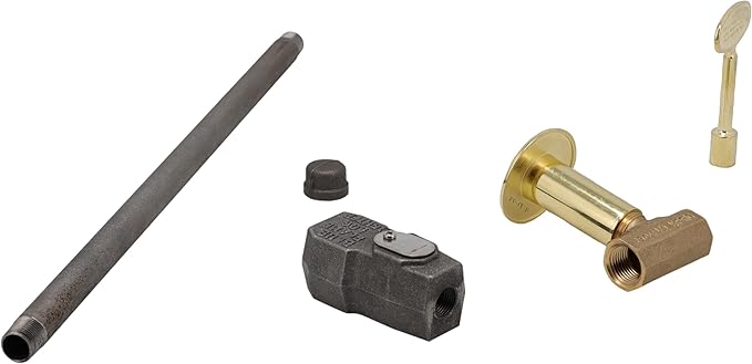 Supplying Demand LLKIT-LPA-PBR Fireplace Fire Pit | Log Lighter Install Kit with Straight Pattern LP Gas Log Lighter, 1/2" Angle Stop Valve - Polished Brass with Escutcheon and 3" Key