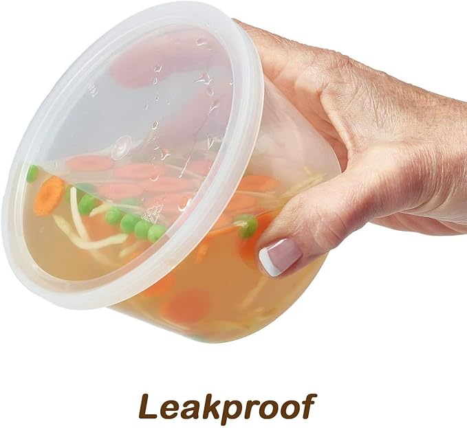 DuraHome - Deli Containers with Lids Leakproof - 40 Pack BPA-Free Plastic Microwaveable Clear Food Storage Container Premium Heavy-Duty Quality, Freezer & Dishwasher Safe (16 oz.)