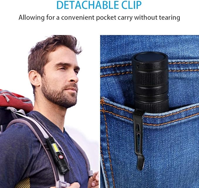 Hoxida Magnetic Flashlight USB Rechargeable, Super Bright LED Tactical Flashlight with Cob Sidelight, Waterproof, Zoomable Best Small LED Flashlight for Camping, Emergency Flashlights