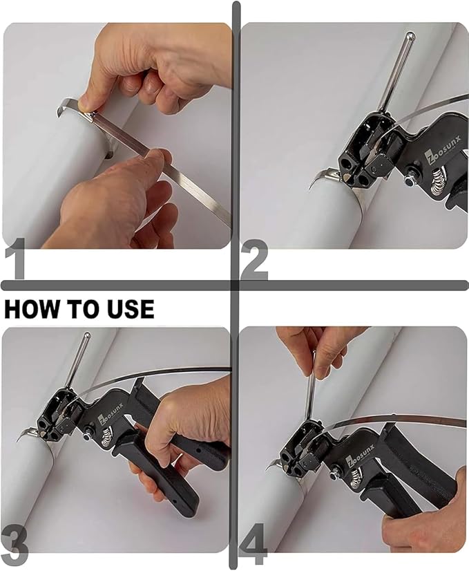 Metal Zip Tie Tool Kit: Heavy-Duty Stainless Steel Cable Tie Tensioner with 200PCS 11.8-Inch Self-Locking Metal Zip Ties for Fencing, Exhaust, Pipes & Industrial Repairs (200PCS+TOOL, SILVER)