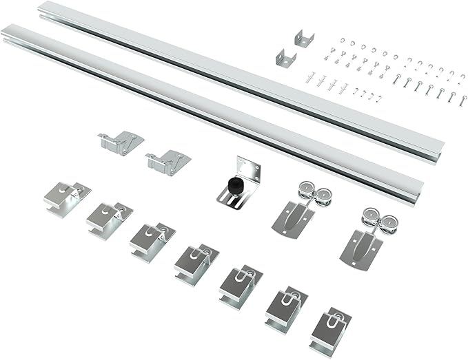 JUBEST 10FT Box Rail Exterior Barn Door Hardware Kit, Heavy-Duty Silver Sliding Barn Door Track System, Wall Mount Door Hardware Kits (Door Not Included)
