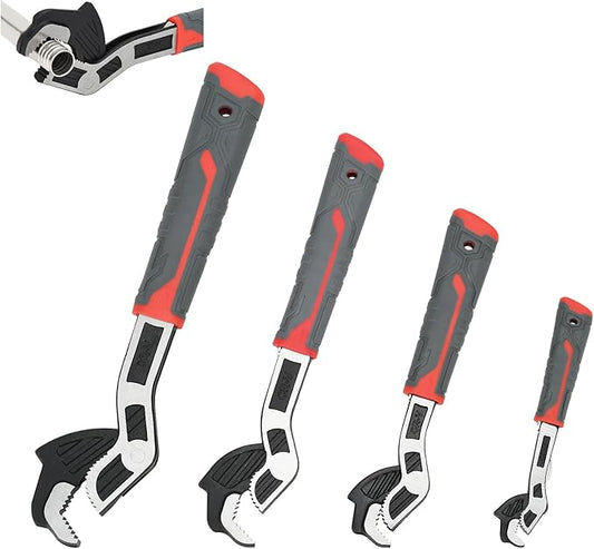 Self Adjusting Pipe Wrench, 6, 8, 10, 12 inch Multifunctional Self Locking Wrench Set