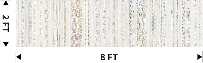 2x8 Runner Rug Machine Washable Non Slip Area Rug Distressed Neutral Moroccan Boho Rug Ultra Soft Floor Runners for Hallways for Entryway Laundry Room Kitchen, Multi-Color