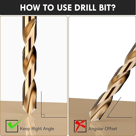 5/8" (4pcs) Cobalt Drill Bit Set, M35 High Speed Steel Jobber Length Drill Bit Kit for Hardened Metal, Stainless Steel, Cast Iron, Wood and Plastic, with Index Storage Case