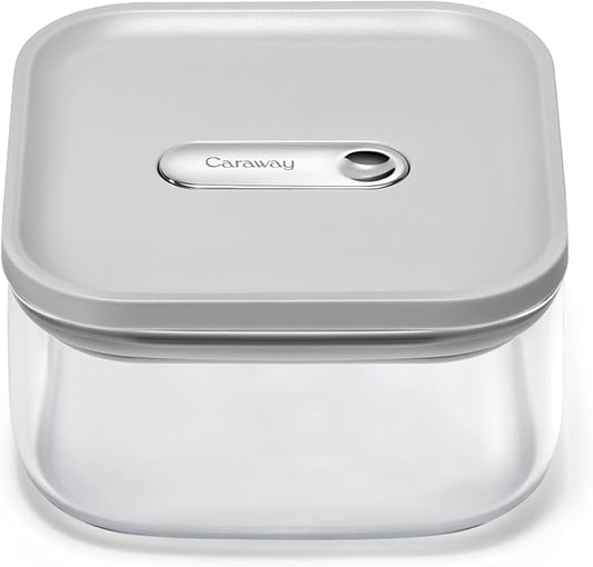 Caraway 1qt Glass Airtight Food Storage Container with Lid – Non-Toxic, BPA-Free Kitchen Storage Container – Stackable, Space-Saving Airtight Container for Dry Goods and More - Gray