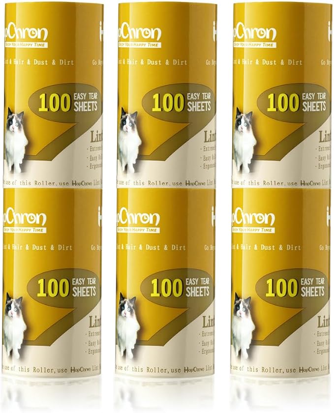 Extra Sticky Lint Roller Refills Only, Total 600 Easy Tear Sheets, Fits Most 3.9"-4" Standard Size Lint Roller with Inner Diameter at 1.5", Works Great On Pet Hair