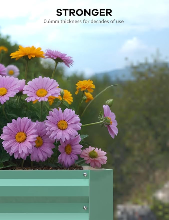 2pcs 6x3x2 ft Galvanized Raised Garden Bed, 24" Tall Metal Planter Box for Flowers Herbs Vegetables, Rust-Resistant Raised Garden Beds for Gardening, Easy Assembly Outdoor Garden Box & Planters, Green