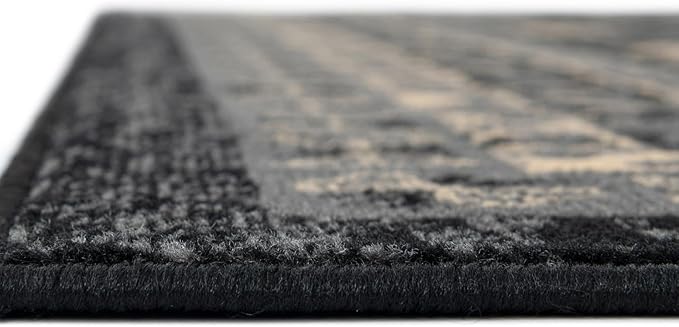Unique Loom Taftan Collection Border Geometric Tribal Inspired Design Area Rug (4' 0 x 6' 0 Rectangular, Black/ Gray)