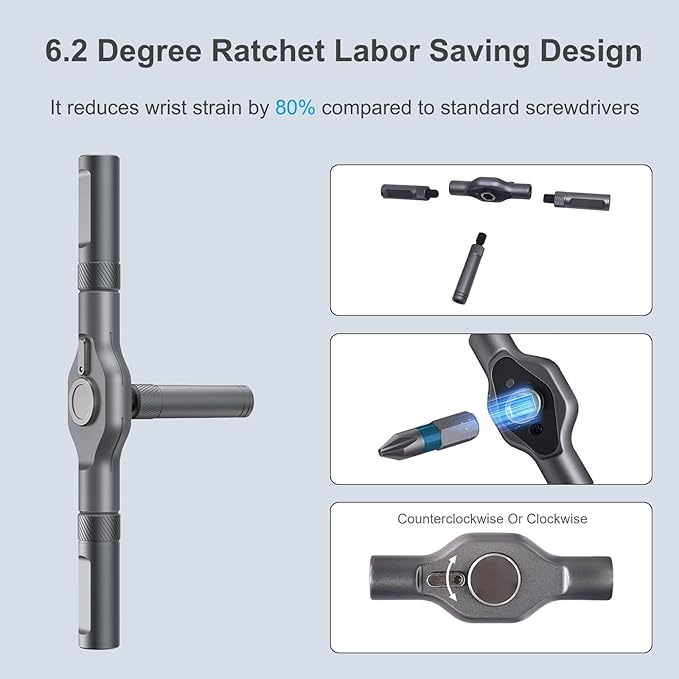 24 in 1 Magnetic Ratchet Screwdriver Set, Magnetic DIY Multi Bit Ratcheting Screwdriver Set, Removable Self-Assembly Portable Repair Tool kit for PC Mobile/Watch/Electronics/Bicycle