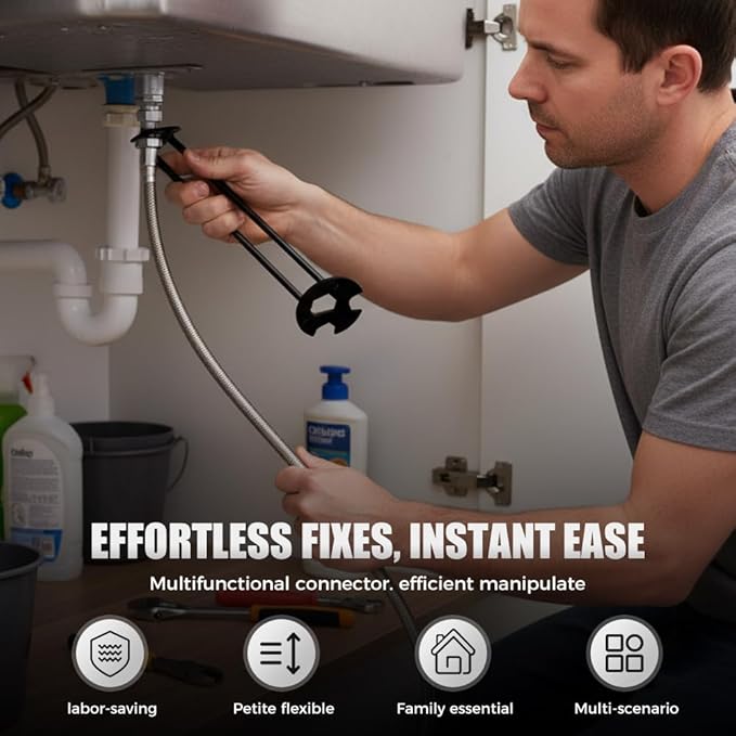 2 Pcs Multifunctional Sink Wrench, 2026 New Sink Wrench Faucet Tool Plumbing Tool, Under BasinSink FaucetWrench Tight Spaces for Kitchen and Bathroom