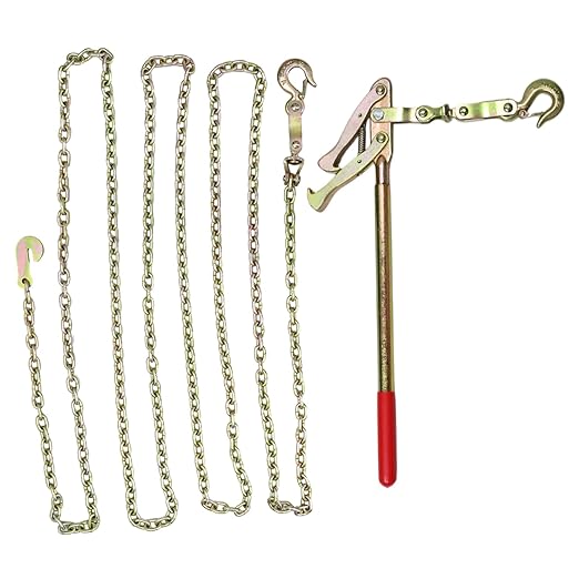 Heavy-Duty Fence Stretcher Tool with 19.7FT Chain - Wire Puller & Tensioner for Barbed and Plain Wire Fencing, 2200lbs Capacity Tightener, Reinforced Steel Fence Repair Tool for Farm & Ranch