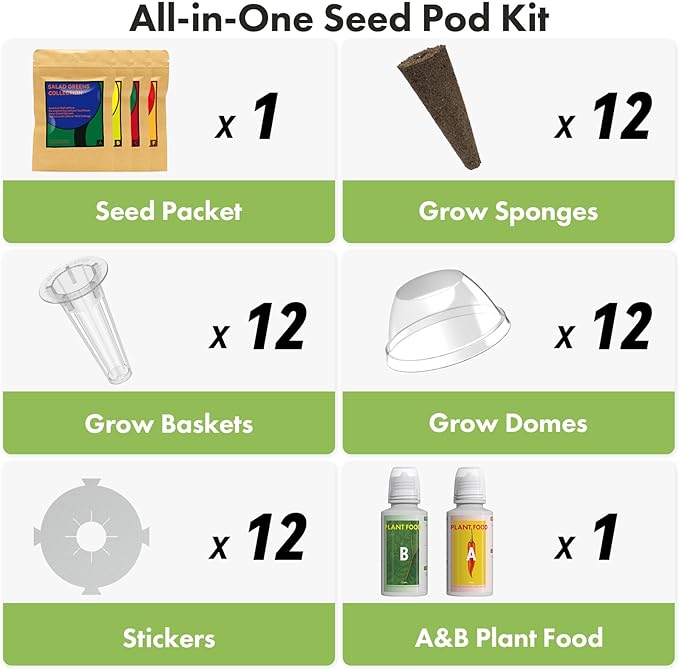 LYKOCLEAN Herb Pod for AeroGarden, idoo, Ahopegarden Hydroponics, 350+, Include Basil, Parsley, Mint, Cilantro(12-pods)