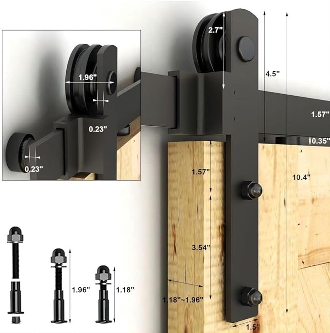 8FT Sliding Barn Door Hardware Kit - Single Door, Quiet Operation, Easy Install - Fits 48" Wide, 1.18"-1.96" Thick Panels