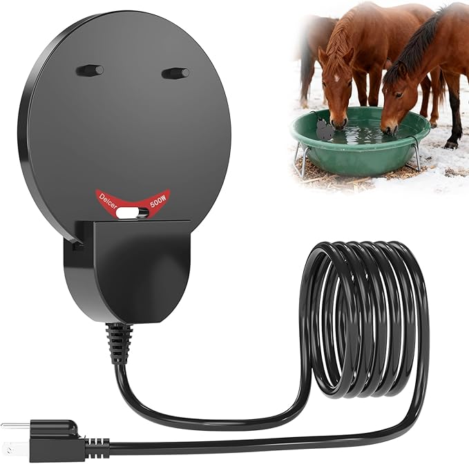500W Submergible Cast Aluminum De-Icer - Farm Utility Heater for Livestock, Poultry, Horses, Cows, Birds, Wildlife - Bird Bath Water Heater, Indoor/Outdoor Winter Use, 3M Cable (Rdkecho-02)