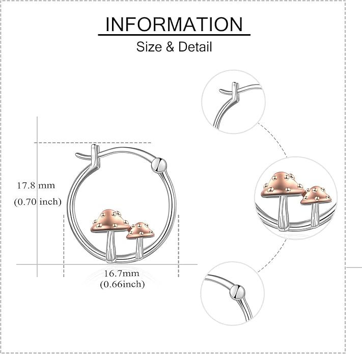 Fox/Pig/Mushroom/Cat Earrings Sterling Silver Cute Hoop Earrings Animal Jewelry Gifts for Women Daughter