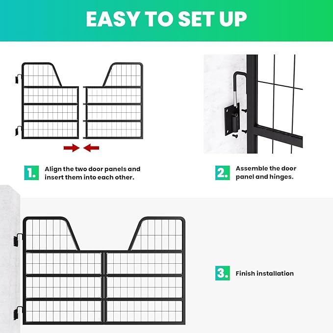 48" W x 32" H Horse Stall Door, Essential Stall Guard System for Horses Featuring Heavy Duty Steel & Yoke Design, Two-Way Swing.