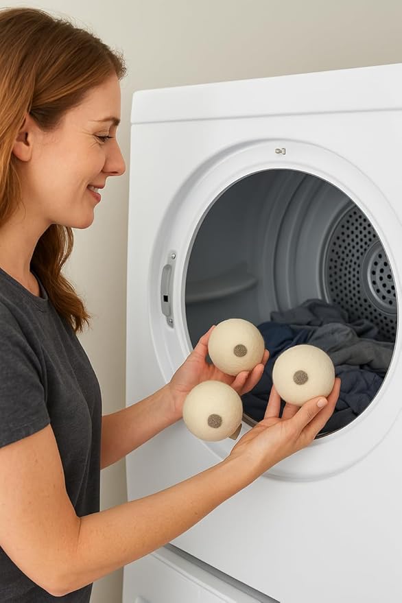 XL Wool Dryer Balls (3-Pack) with Activated Carbon – Odor Eliminating & Fragrance-Free Laundry Deodorizer, Natural Fabric Softener Alternative, Reusable Eco-Friendly Dryer Balls