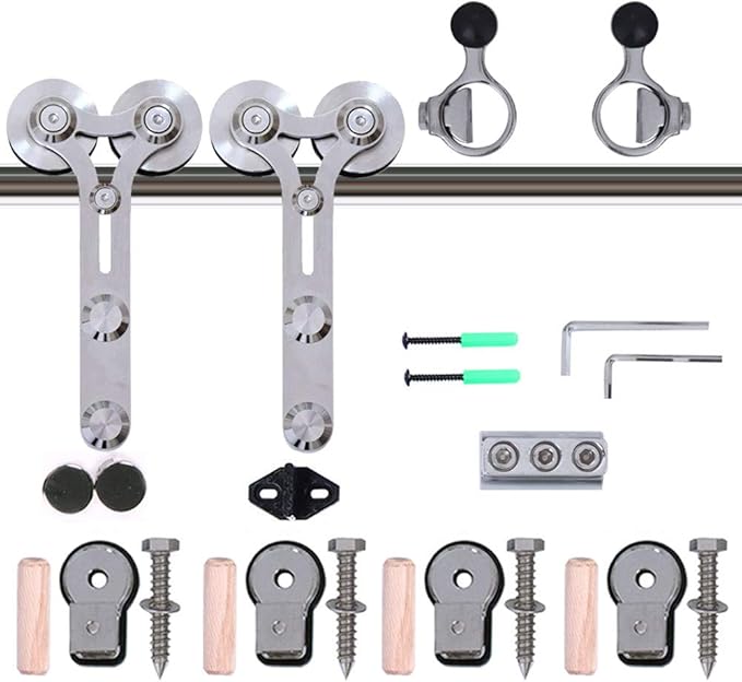 TSMST 6.6FT Sliding Barn Door Hardware Kit, Stainless Steel Heavy Duty Sturdy Barn Door Track for Single Wood Door, Slide Smoothly Quietly (Y Style)