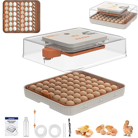 HOWOOlUA 56 Egg Incubator for Hatching Eggs with Auto Turn, Temp & Humidity Control, Built-in Candler Large Capacity Egg Incubator for Chicken Duck Goose Eggs