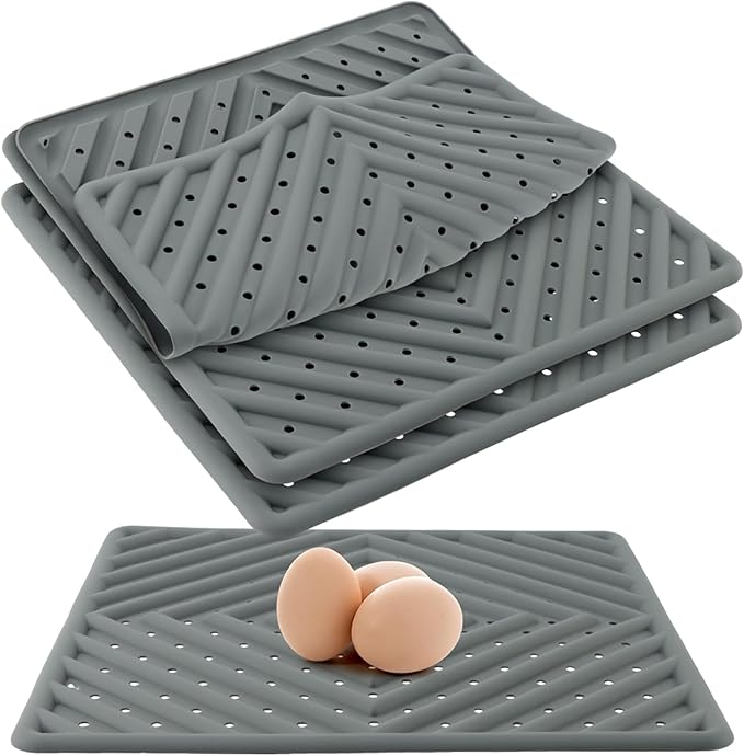 4-Pack Reusable Chicken Nesting Pads 12x12 Silicone Bedding – Prevent Egg Cracks, Quick Rinse & Dry (Drain Holes) – Durable for Backyard Flocks, Cut Coop Hassle