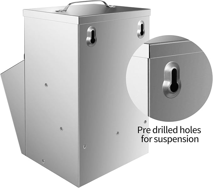 RYFT Galvanized Chicken Feeder 11.5 Lbs Capacity, Outdoor Rat Proof Metal Poultry Feeder with Lid, Hanging Chicken Feeder, Coop Food Dispenser No Waste for Chicken， Duck