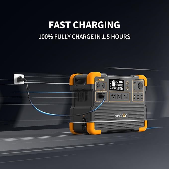 PECRON Portable Power Station E2400LFP with 4x200W Solar Panels, 2048Wh Solar Generator, 2400W LiFePO4 Battery Backup Expandable to 8192Wh, Fast Charging Power Station for Emergencies, Camping, RV