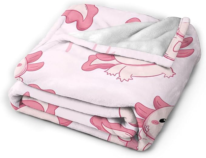 Axolotl Blanket Super Cozy Soft Pink Axolotl Throw Blanket Warm Plush Fluffy Axolotl Stuff Gifts for Women Girls Fleece Flannel Gift Blankets for Kids Adults 50"X40"