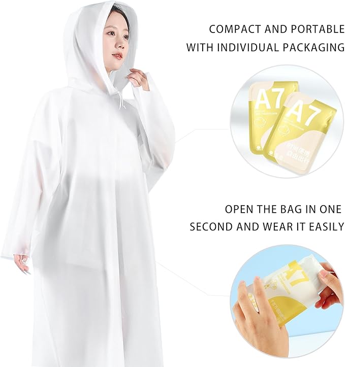 Disposable Rain Ponchos Emergency Rain Poncho for Adults