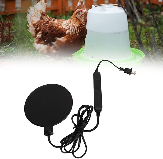 Chicken Water Heater for Winter, Poultry Water Heater Base 35W 120V Silicone Heated Pad Chicken Waterer Heated Chicken Coop Heater for Metal Bucket Stock Tank