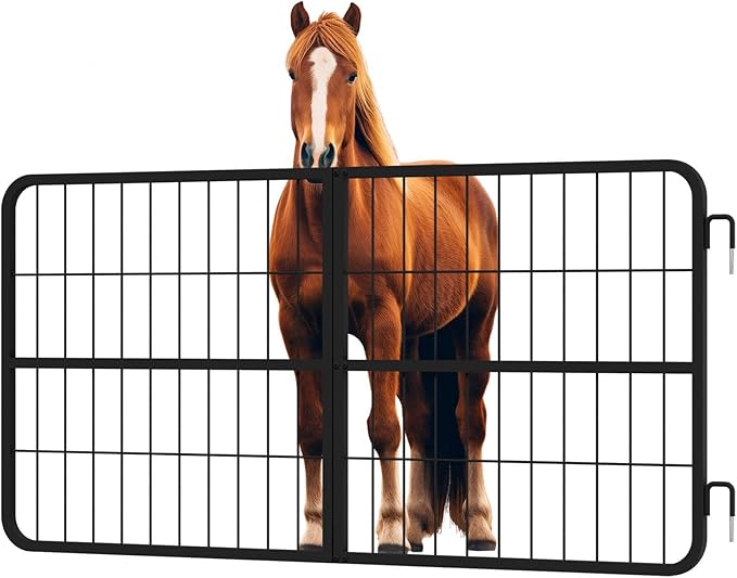 48" W x 24" H Stall Guards for Horses, Heavy Duty Steel Yoke Frame for Secure Horse Stall Doors, Two-Way Operation, Scratch Proof.