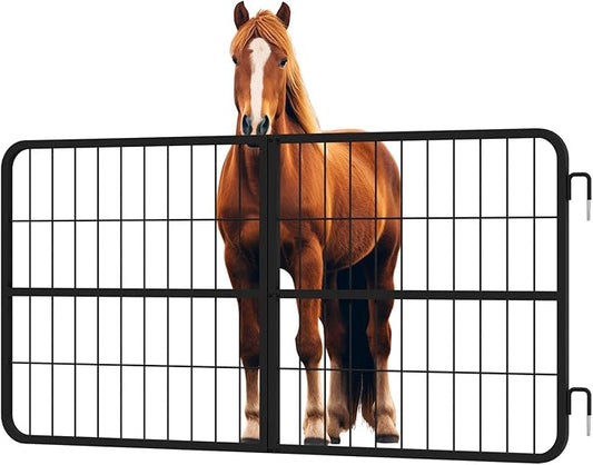 48" W x 24" H Stall Guards for Horses, Heavy Duty Steel Yoke Frame for Secure Horse Stall Doors, Two-Way Operation, Scratch Proof.