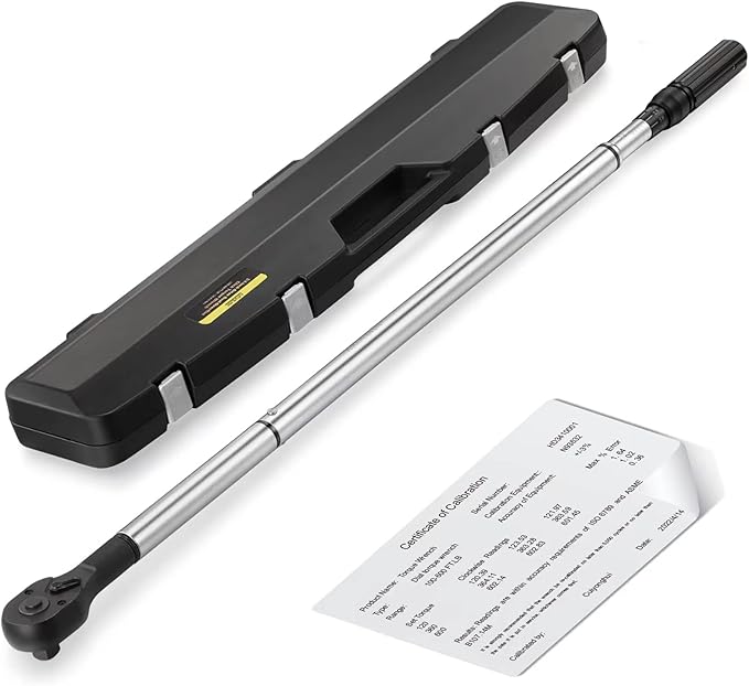 3/4-Inch Drive Click Torque Wrench, Dual-Scale Adjustable Torque Wrench Set with a Hex Key 100-600ft.lb / 135-815Nm