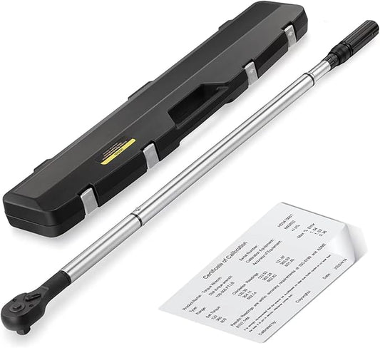 3/4-Inch Drive Click Torque Wrench, Dual-Scale Adjustable Torque Wrench Set with a Hex Key 100-600ft.lb / 135-815Nm