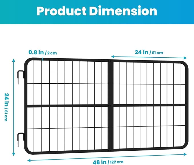 48" W x 24" H Stall Guards for Horses, Heavy Duty Steel Yoke Frame for Secure Horse Stall Doors, Two-Way Operation, Scratch Proof.
