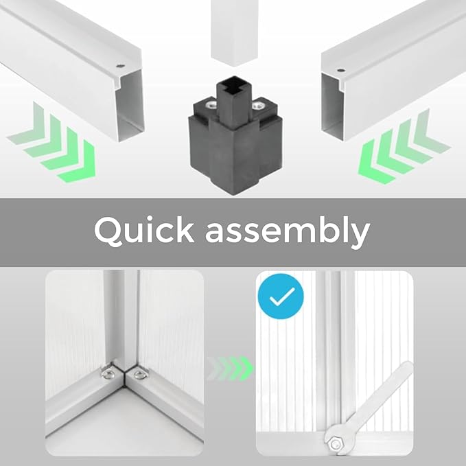 6 x 6 FT Greenhouse for Outdoors,Aluminum Walk-in Greenhouse,Silver