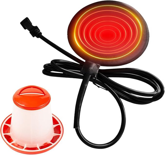Poultry Water Heater - 5.9 Inch Silicone Heating Pad for Chicken and Livestock | 20W Freeze Resistant Farm Heater with 71 Inch Cord for Winter Outdoor Poultry and Animal Care