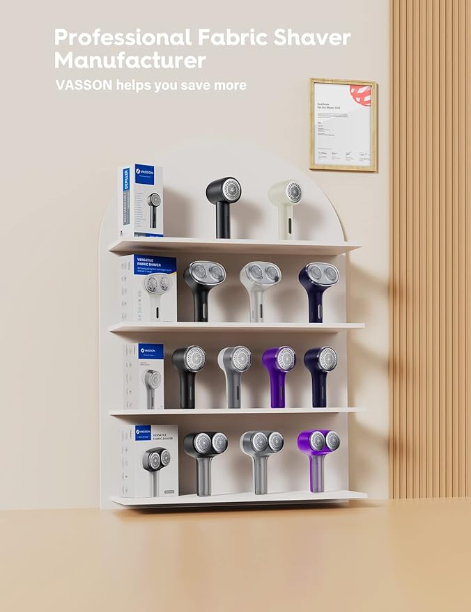 VASSON Fabric Shaver, Electric Lint Remover, Rechargeable Lint Shaver, Sweater Shavers to Remove Pilling, Large Fuzz Remover for Clothes Couch Furniture (Purple)