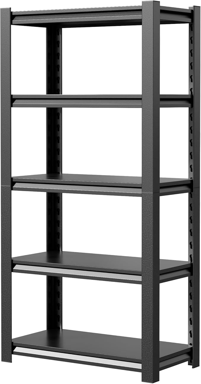 32" W Storage Shelves 2500LBS Garage Shelving Heavy Duty 5 Tier Adjustable Shelving Unit Metal Storage Rack for Basement, Pantry, Kitchen, Warehouse 15.8" D x 31.5" W x 63" H