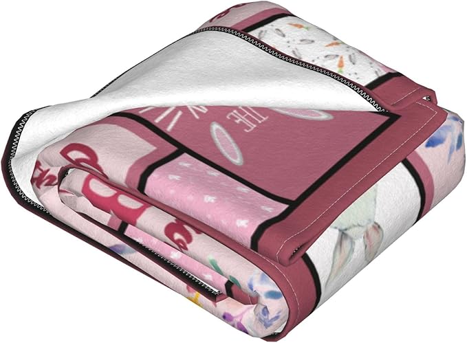 Rabbit Blanket Rabbits Throw Blanket Soft Fleece Flannel Bedding Bunny Gifts Just a Girl for Women Girls Lovers Adults Stuff Plush for Couch Sofa Bed Room Decor 50"X60"