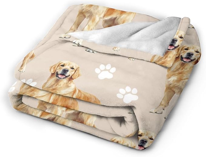 Golden Retriever Dog Throw Blanket Golden Retriever Dog Lover Flannel Blankets Fuzzy Plush Super Soft Cozy Warm Decor Gifts for Boys Girls Kids Adults Men Women 50" x 60"